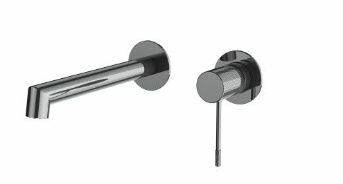 Gun Grey Chrome Brass Wall Mounted Basin Taps Sink Faucet