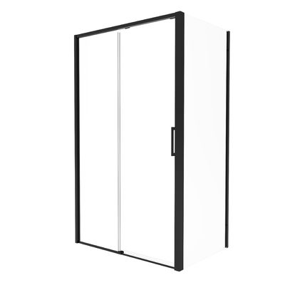Matte Black ,Bathroom Shower Room, Square Shape,Sliding Door With Side Panel