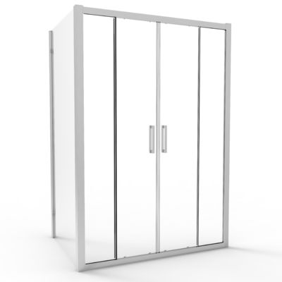 Stainless Steel, Mirrorlight Color,  Double Sliding Door With Side Panel