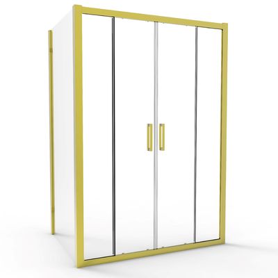 Stainless Steel Titanium Brushed Color Double Sliding Door With Side Panel