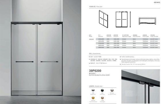 Stainless Steel,Tempered Glass,Sliding Door ,Matte Black,Bathroom Shower Room