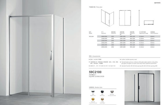Modern Style 6-8mm Stainless Steel Sliding Door Available In Shower Door