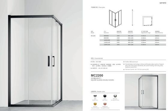 Square Shower Room, Enclosure With Aluminum Frame,Double Sliding Door ,Corner Entry