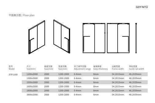 Stainless Stee,Tempered Glass,Bathroom Shower Room, Sliding Door