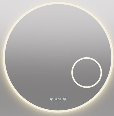 Smart LED Bathroom Mirror With Anti-Fog Function Time Temperature Display Waterproof Design