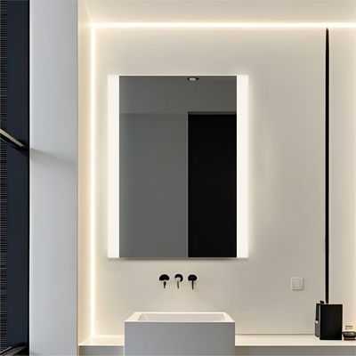 Smart LED Bathroom Mirror with Anti-Fog Function Time & Temperature Display Stepless Dimming Waterproof Dual-Touch Control
