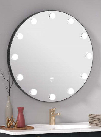Round Anti Fog Modern LED Bathroom Mirrors Adjustable Brightness