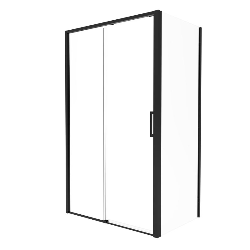 Matte Black ,Bathroom Shower Room, Square Shape,Sliding Door With Side Panel