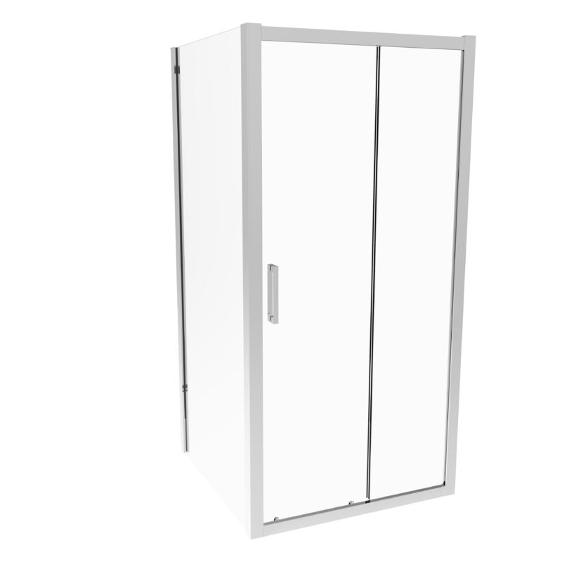 Stainless Steel, Mirrorlight Color,  Double Sliding Door With Side Panel