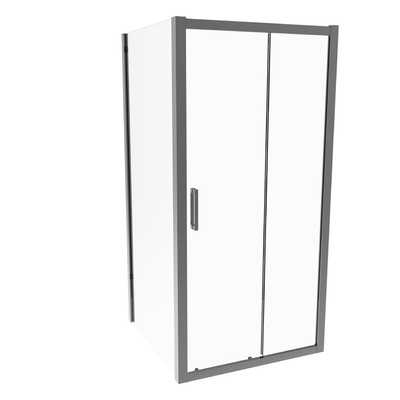 Stainless Steel, Gun Gray Brushed , Sliding Door With Side Panel