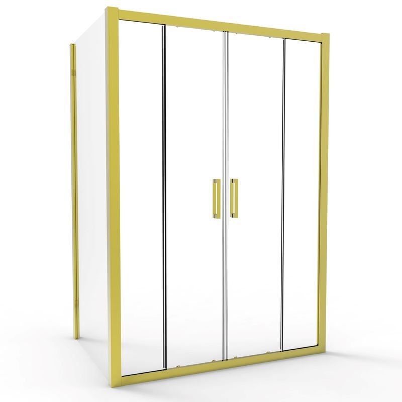 Stainless Steel Titanium Brushed Color Double Sliding Door With Side Panel