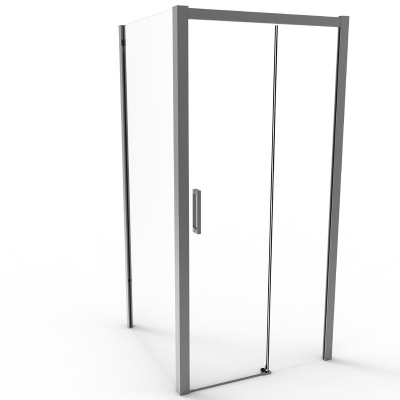 Aluminum,Gun Gray Brushed Color,Sliding Door With Side Panel,Bathroom Shower Room