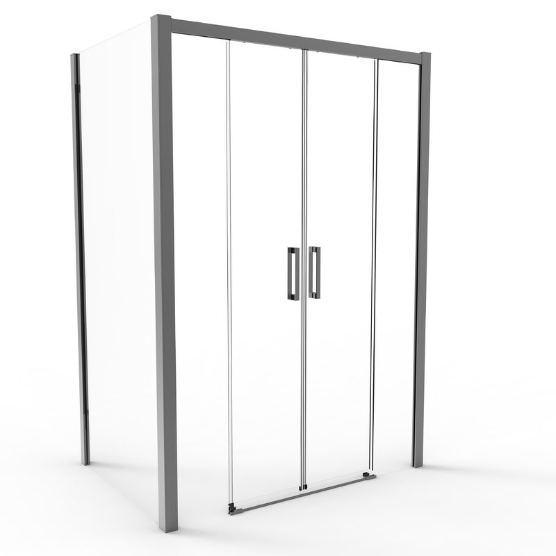 Aluminum,Bathroom Shower Room,Double Sliding Door With Side Panel