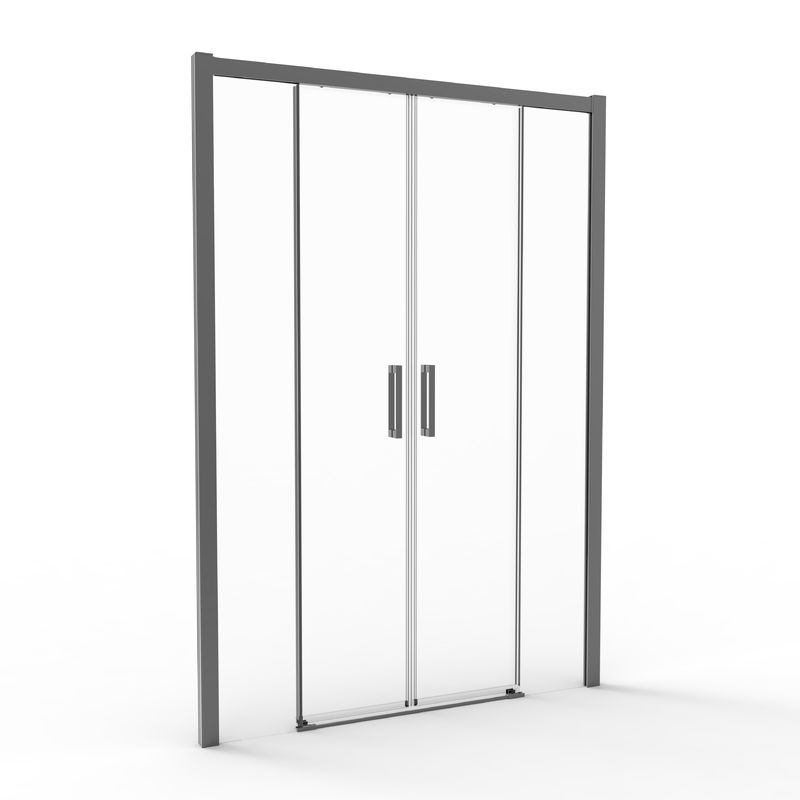 Aluminuml, Gun Gray Brushed Color, double Sliding Door,Bathroom Shower Room