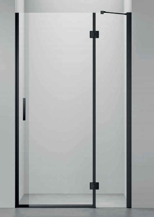 Aluminum,Hinge Door with side panel ,matte black,bathroom shower room