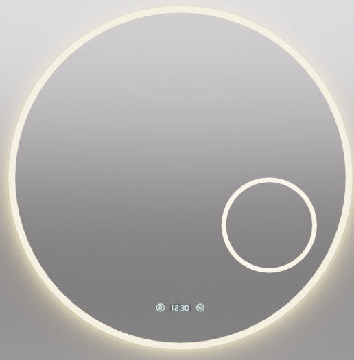 Smart LED Bathroom Mirror With Anti-Fog Function Time Temperature Display Waterproof Design